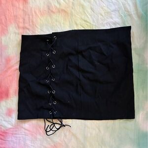 Edikted Black Lace Up Mini Skirt